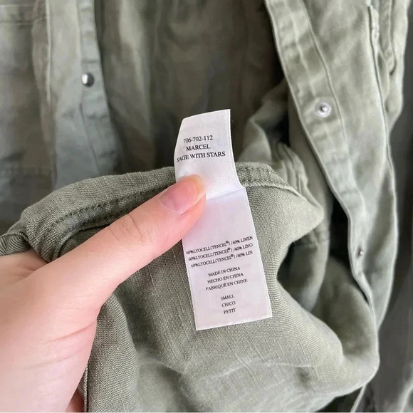 Rails Marcel Sage with Stars Shirt Jacket Long Sleeve Button Down Green Pocket S - Picture 8 of 10